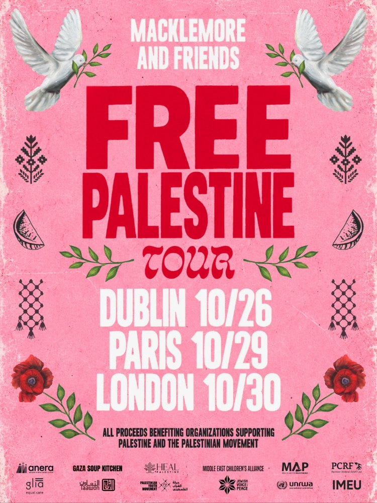 Image from: Macklemore hits back with 'Free Palestine Tour' after Sheeran split
