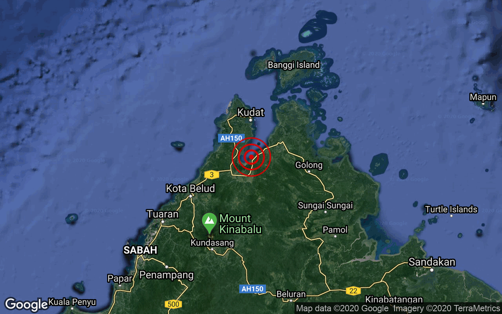 Image from: Gempa Bumi Magnitud 3.7 Dikesan 88km Dari Utara Sandakan