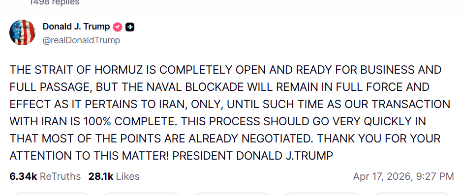Image from: "Terima Kasih" Selat Hormuz Dibuka Tapi Ini Yang Trump Balas