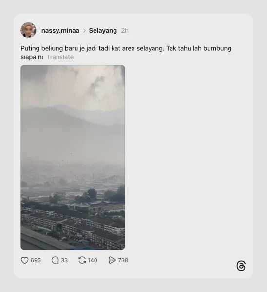 Image from: Selayang Dilanda Puting Beliung Petang Ini