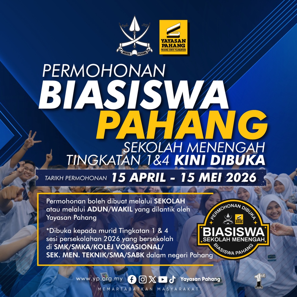 Image from: Biasiswa Anak Pahang – Sekolah Menengah Tingkatan 1 & 4: Permohonan & Syarat Lengkap