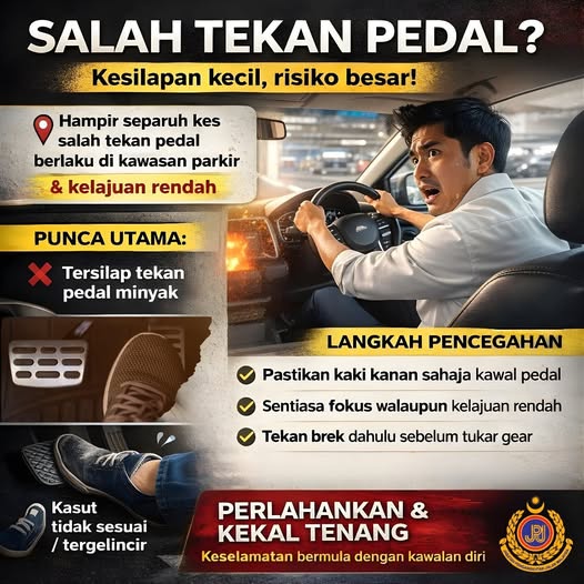 Image from: Ramai Pernah Dalam Situasi Ini, Punca & Cara Elak Tersalah Pijak Pedal Minyak Kereta