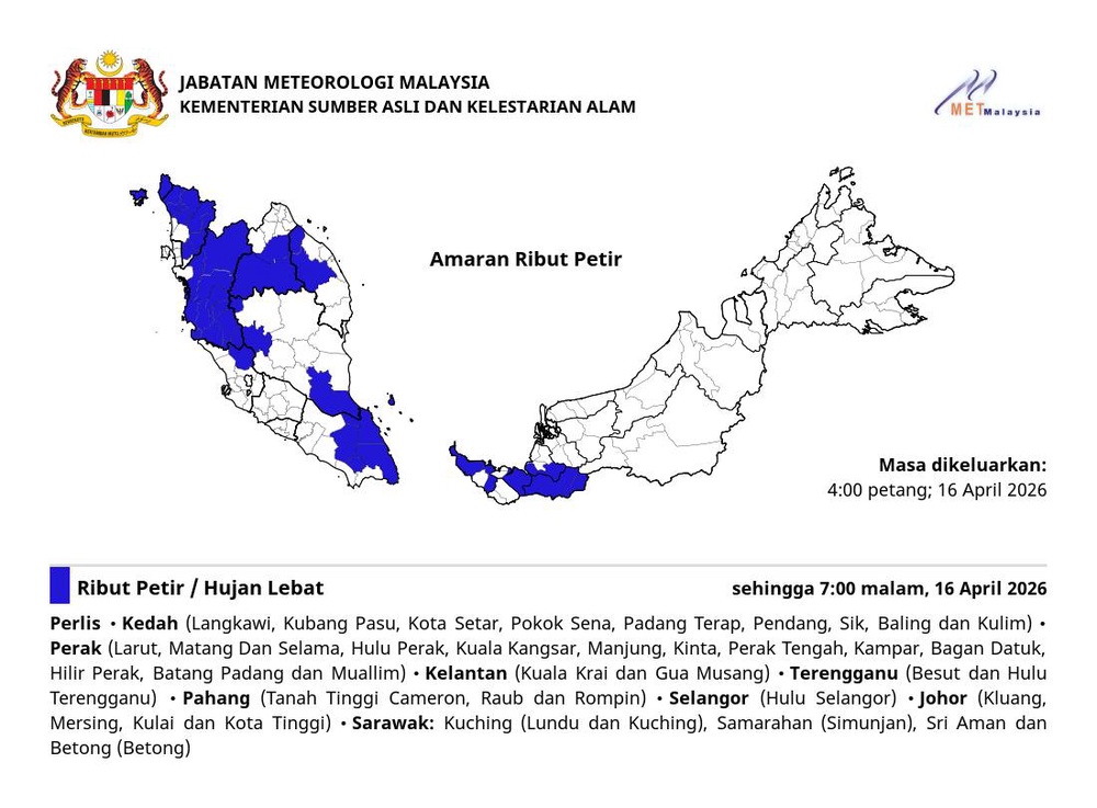 Image from: 9 Negeri Diramal Hujan Lebat Hingga Malam Ini