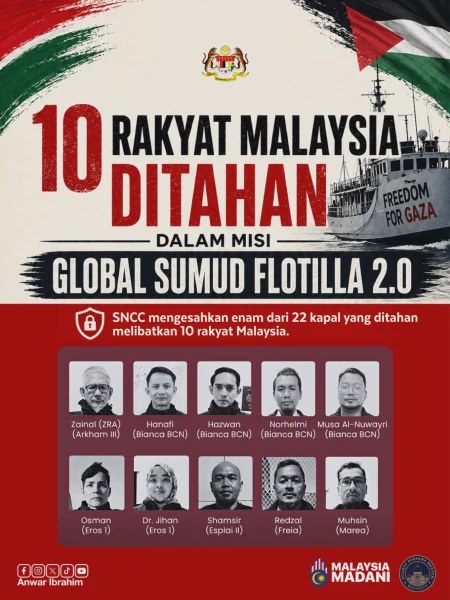 Image from: Kerajaan Bekerjasama Rapat Dengan Negara-Negara Sahabat, Pastikan 10 Rakyat Malaysia Dibebaskan Segera