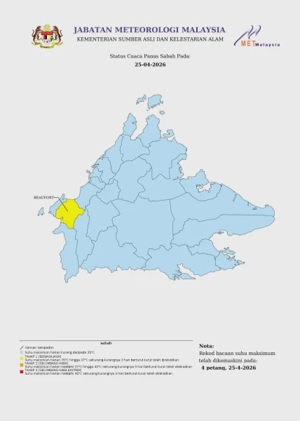 Image from: Cuaca Panas: 13 Kawasan Di Semenanjung Pada Tahap Berjaga-Jaga