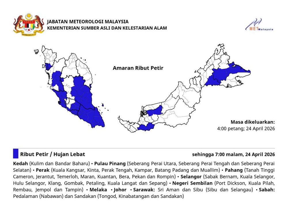 Image from: Hujan Lebat Diramal Di 10 Negeri Hingga Malam Ini