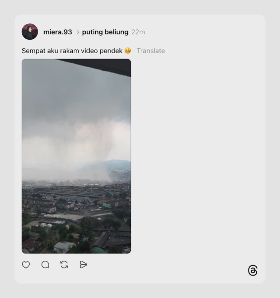 Image from: Selayang Dilanda Puting Beliung Petang Ini