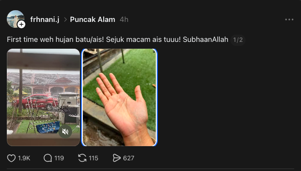 Image from: Ribut Kuat Landa Sekitar UiTM Lendu, Motor Tumbang & Kereta Dihempap Pokok