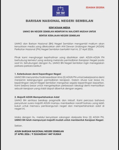 Image from: UMNO BN Sambut Baik Kesediaan 5 ADUN PN Untuk Bekerjasama