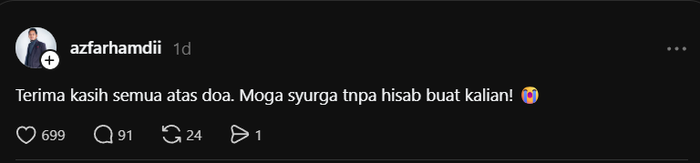 Image from: Lama Tak Muncul, Azfar MTAS Kini Bertarung Dengan Kanser