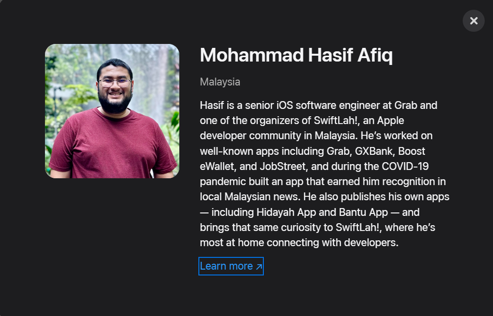 Image from: Anak Malaysia Cipta Sejarah, Mohammad Hasif Tersenarai Dalam Apple Developer Recognition