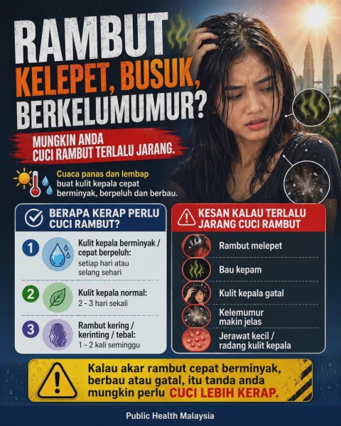 Image from: Rambut Berminyak Ketika Cuaca Panas? Ini Waktu Sesuai Untuk Cuci