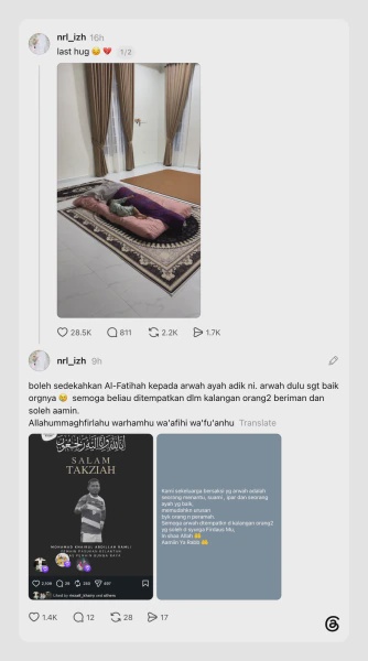 Image from: “Pelukan Terakhir…” Momen Anak Peluk Jasad Arwah Khairul Abdillah Undang Sebak