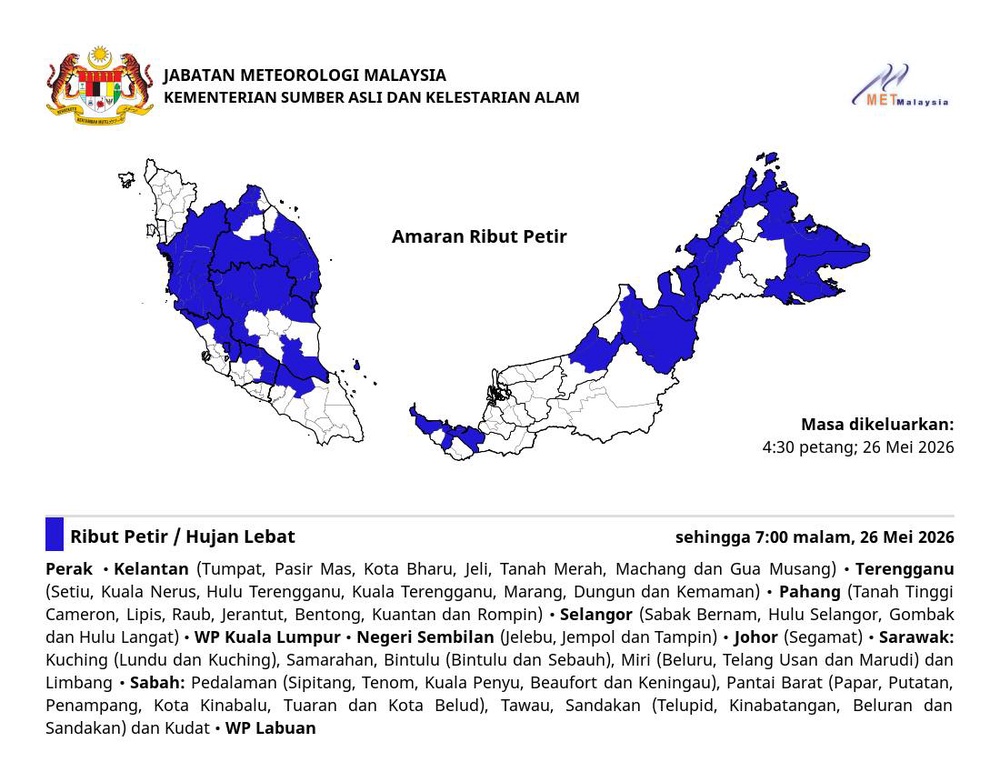 Image from: Amaran Hujan Lebat Di 9 Negeri, 2 Wilayah