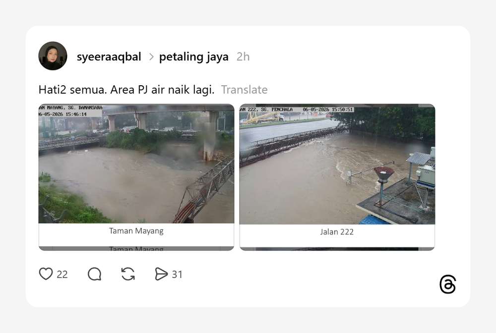 Image from: Banjir Kilat Di Beberapa Kawasan Di Lembah Klang Susulan Hujan Lebat