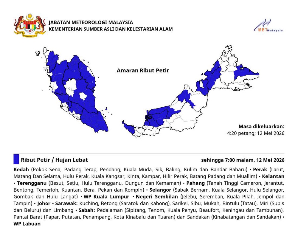 Image from: Amaran Hujan Lebat Di Kebanyakan Negeri Hingga Malam Ini