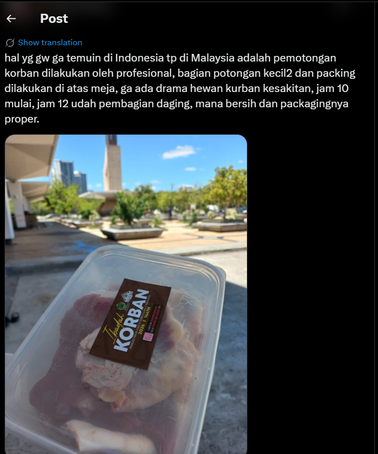 Image from: Warga Indonesia Puji Pengurusan Ibadah Korban Di Malaysia, Ini Sebabnya