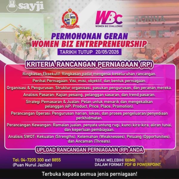 Image from: Geran Women Biz Entrepreneurship KEDA: Bantuan RM200K Untuk Usahawan Wanita