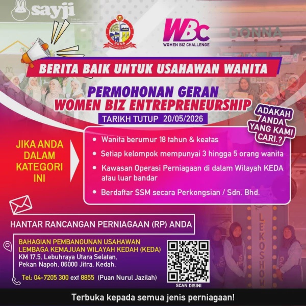 Image from: Geran Women Biz Entrepreneurship KEDA: Bantuan RM200K Untuk Usahawan Wanita