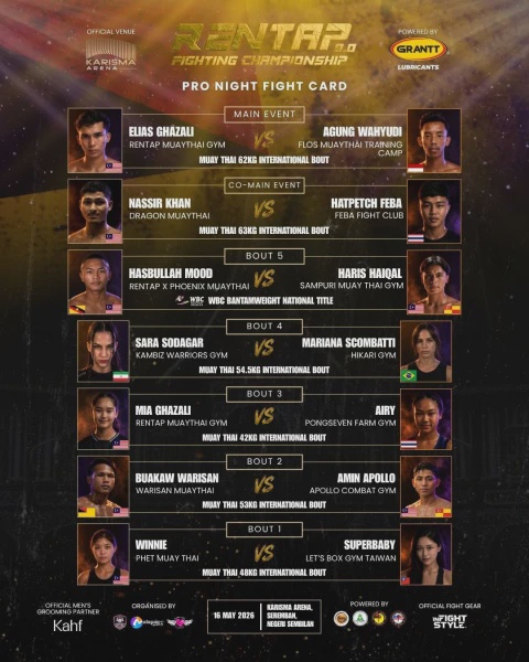 Image from: Rentap Fighting Championship 8.0 Bawa Aksi Muay Thai Antarabangsa ke Negeri Sembilan 16 Mei Ini