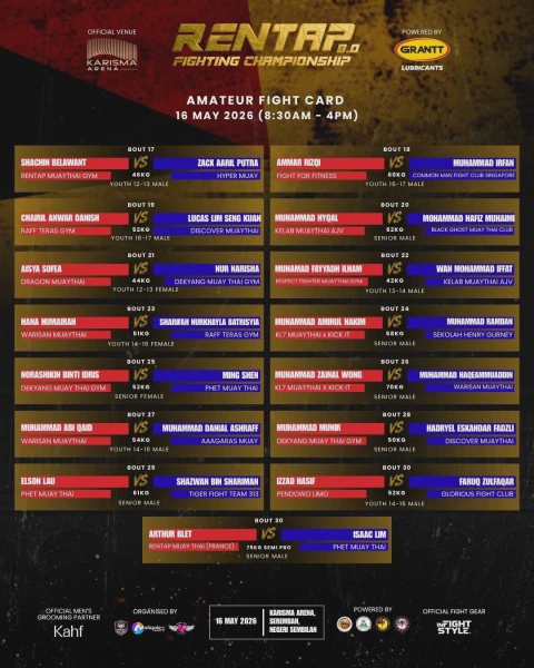Image from: Rentap Fighting Championship 8.0 Bawa Aksi Muay Thai Antarabangsa ke Negeri Sembilan 16 Mei Ini