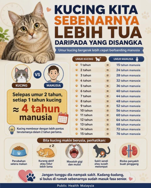 Image from: Nampak Masih Aktif, Ramai Pemilik Tak Sedar Kucing Mereka Sudah Masuk Fasa "Senior"