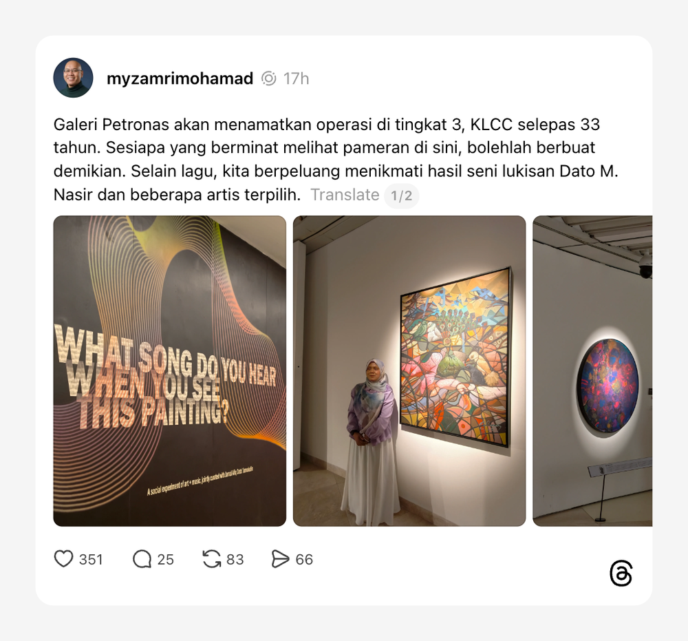 Image from: Galeri PETRONAS Tamat Operasi Di KLCC, Bakal Berpindah Ke Lokasi Baharu