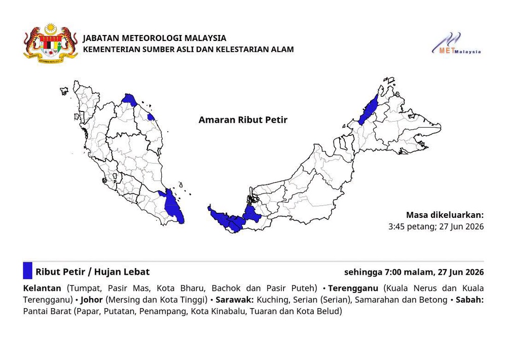 Image from: Amaran Hujan Lebat Di Lima Negeri Hingga Malam Ini