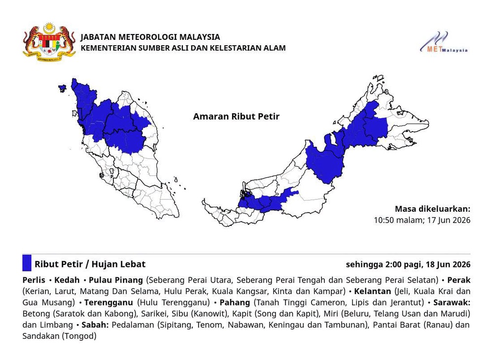 Image from: 9 Negeri Diramal Hujan Lebat, Ribut Petir Hingga Awal Pagi