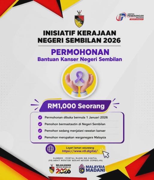 Image from: Bantuan Kanser Negeri Sembilan 2026: RM1,000 'One-Off' Untuk Pesakit Yang Layak