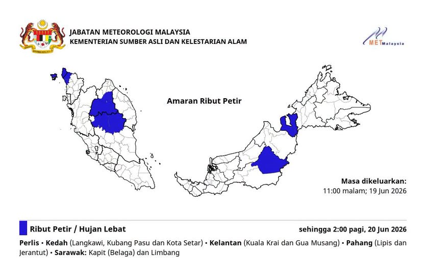 Image from: 5 Negeri Diramal Hujan Lebat Hingga Awal Pagi