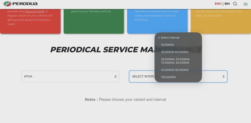 Image from: Cara Nak Tahu Kos Servis Perodua Dari Smartphone