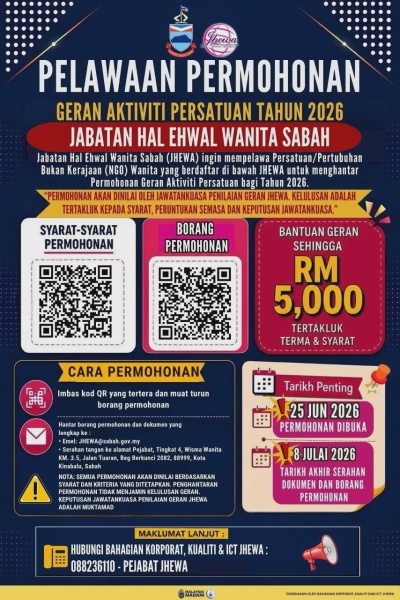 Image from: Sabah Tawar Geran Aktiviti NGO Wanita Sehingga RM5,000