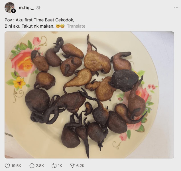 Image from: Abang Ni Kongsi "First Time" Buat Cekodok, Terhibur Baca Komen Netizen