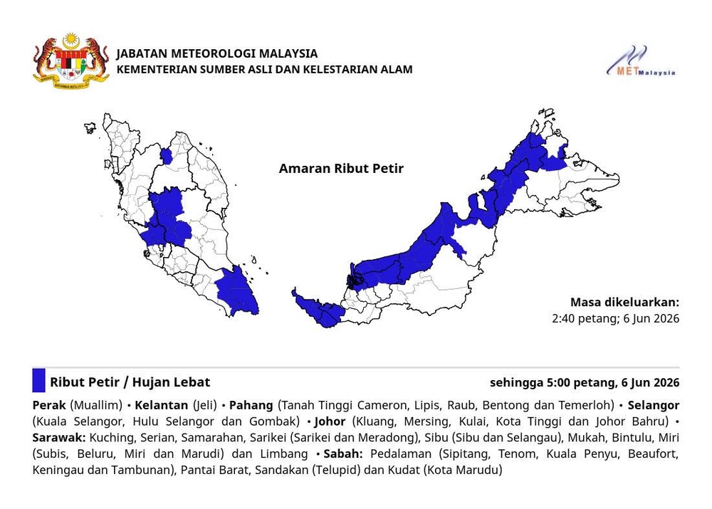 Image from: 7 Negeri Diramal Hujan Lebat & Ribut Petir Petang Ini
