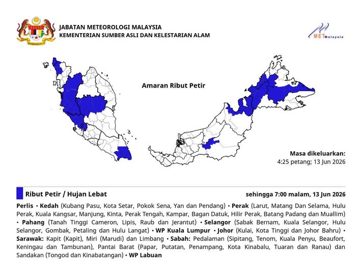 Image from: Hujan Lebat Di 8 Negeri, 2 Wilayah Hingga Malam Ini