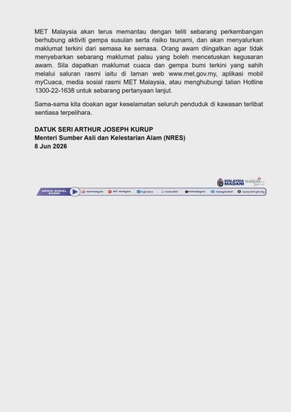 Image from: Gempa Bumi Mindanao & Amaran Awal Tsunami Di Sabah - METMalaysia