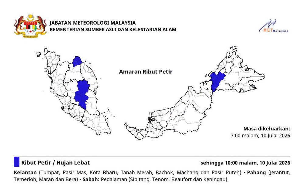 Image from: 3 Negeri Diramal Hujan Lebat, Ribut Petir Malam Ini