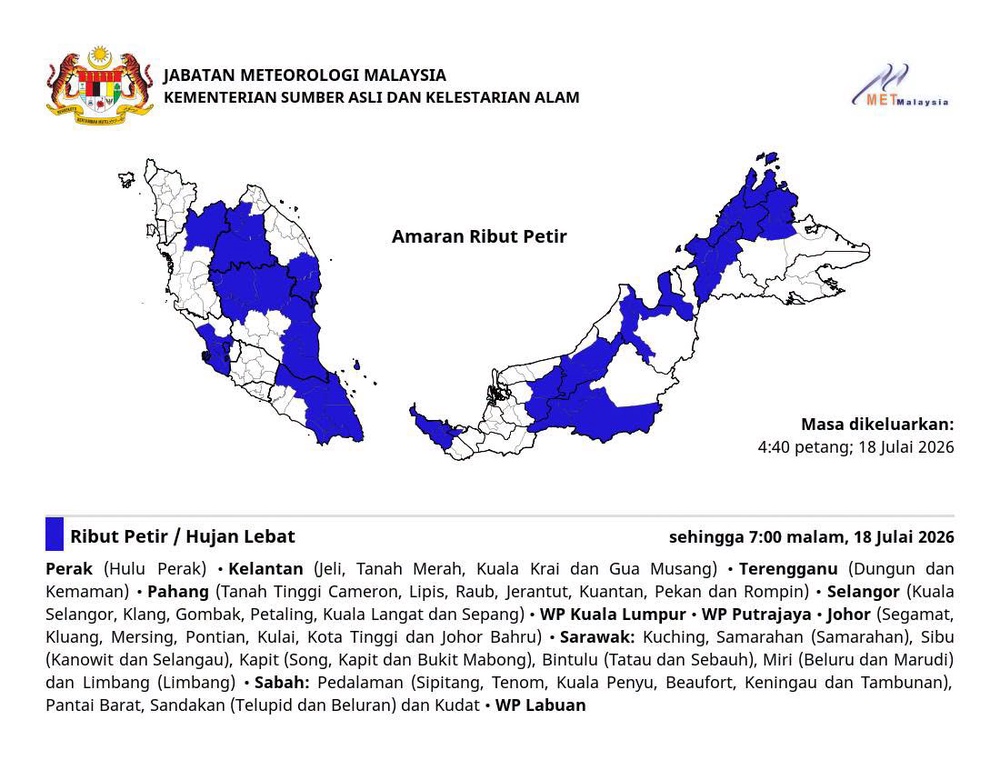Image from: 8 Negeri, 3 Wilayah Diramal Hujan Lebat Hingga Malam Ini
