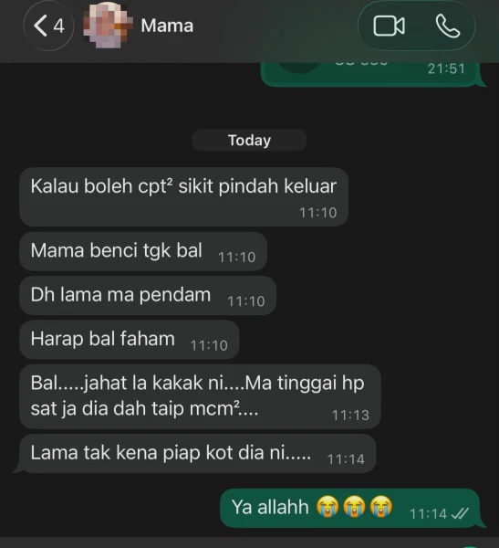 Image from: Kakak 'Menyamar' Jadi Mama, Sampai Berdebar Adik Baca Mesej