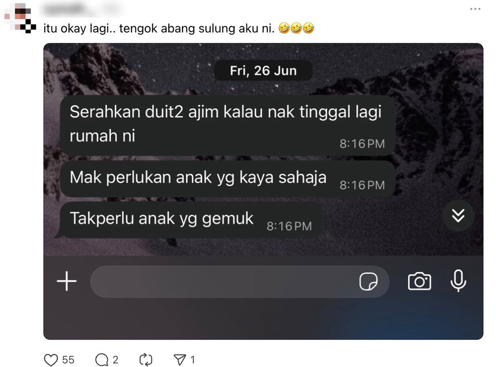 Image from: Kakak 'Menyamar' Jadi Mama, Sampai Berdebar Adik Baca Mesej