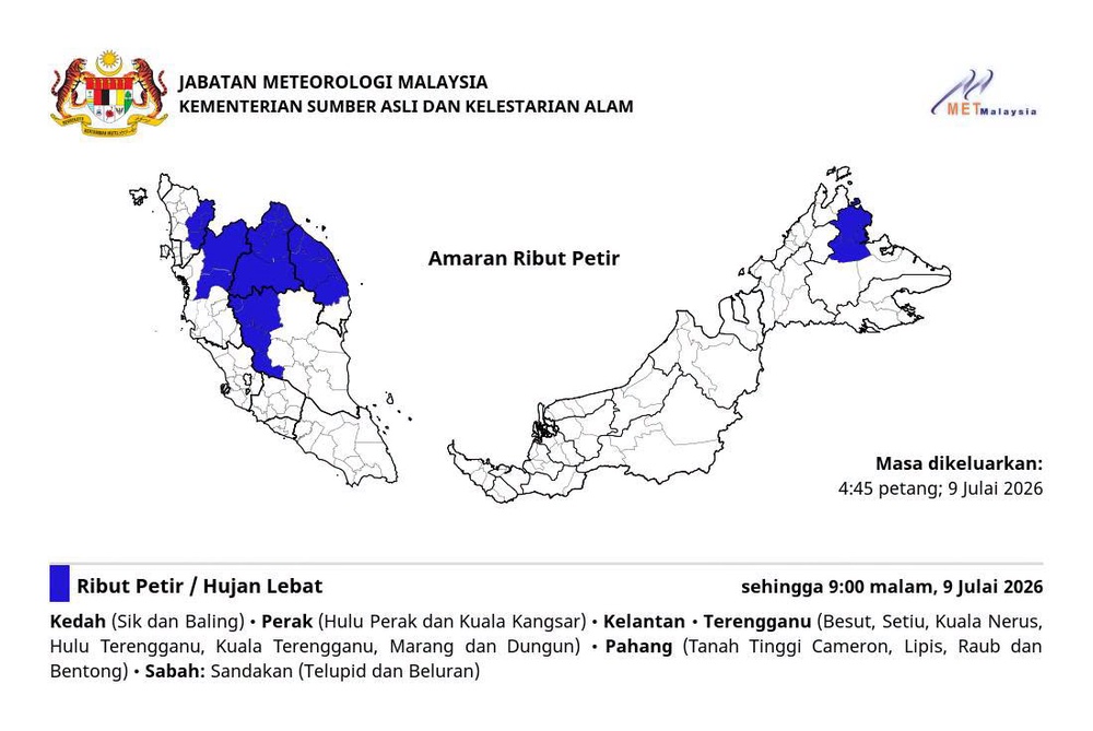 Image from: Waspada Hujan Lebat Di Enam Negeri Hingga Malam Ini