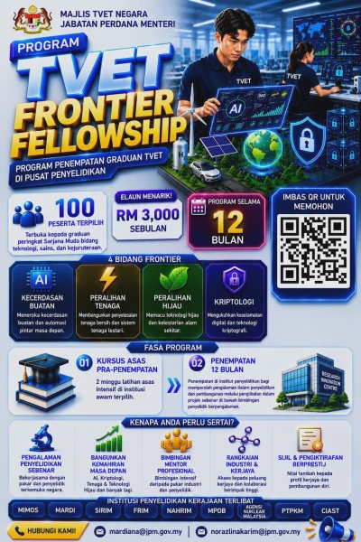 Image from: TVET Frontier Fellowship 2026: Peluang Graduan Dapat Elaun RM3,000