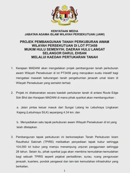 Image from: 104,000 Lot Kubur Baharu Dibina Melalui Kaedah Pertukaran Tanah