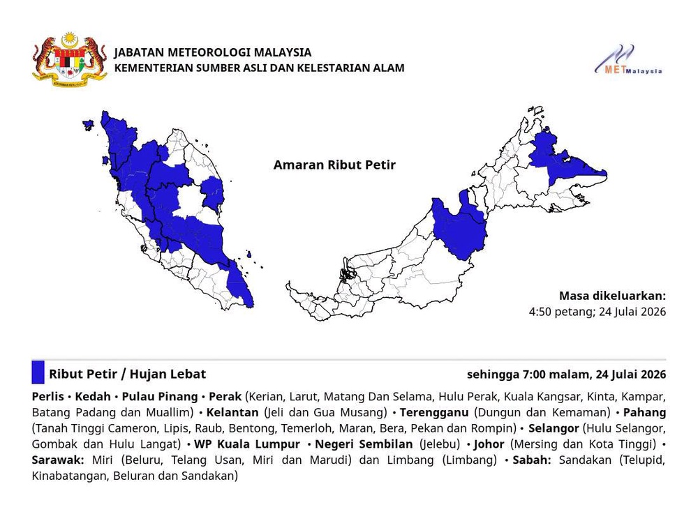 Image from: Amaran Hujan Lebat Di Kebanyakan Negeri Hingga Malam Ini
