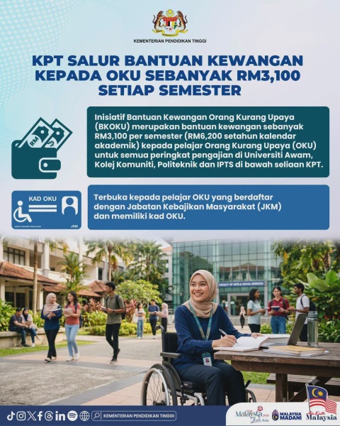 Image from: BKOKU KPT: Bantuan RM6,200 Setahun Untuk Pelajar OKU