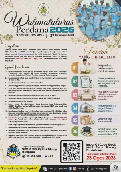 Image from: Walimatulurus Perdana Negeri Terengganu 2026: Permohonan Kini Dibuka