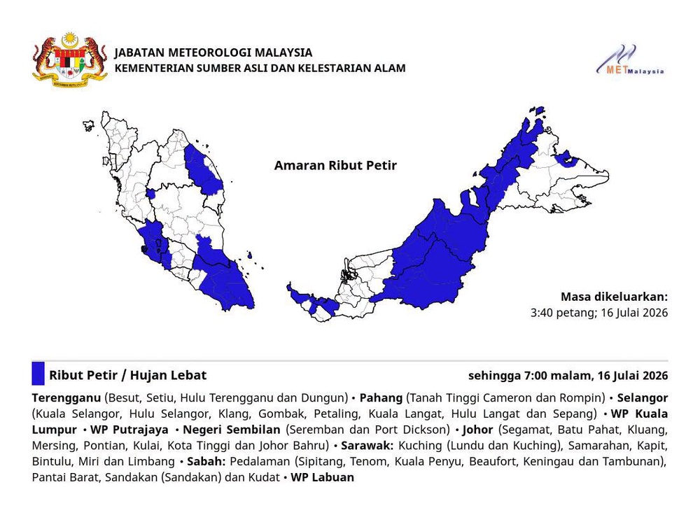Image from: 7 Negeri, 3 Wilayah Diramal Hujan Lebat Hingga Malam Ini