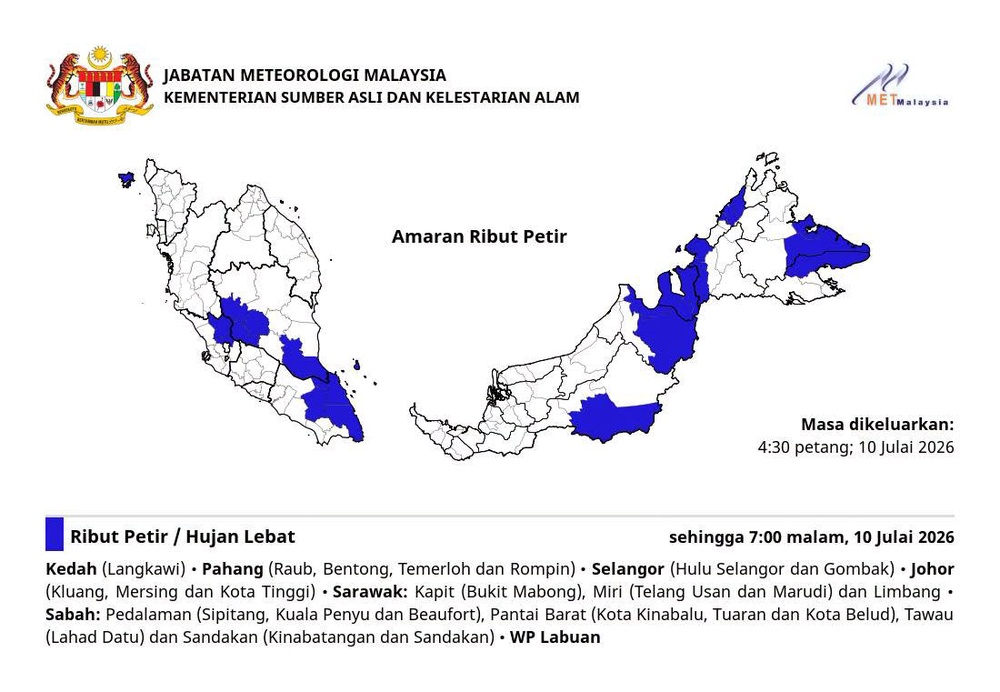 Image from: Hujan Lebat Di 6 Negeri, 1 Wilayah Hingga Malam Ini