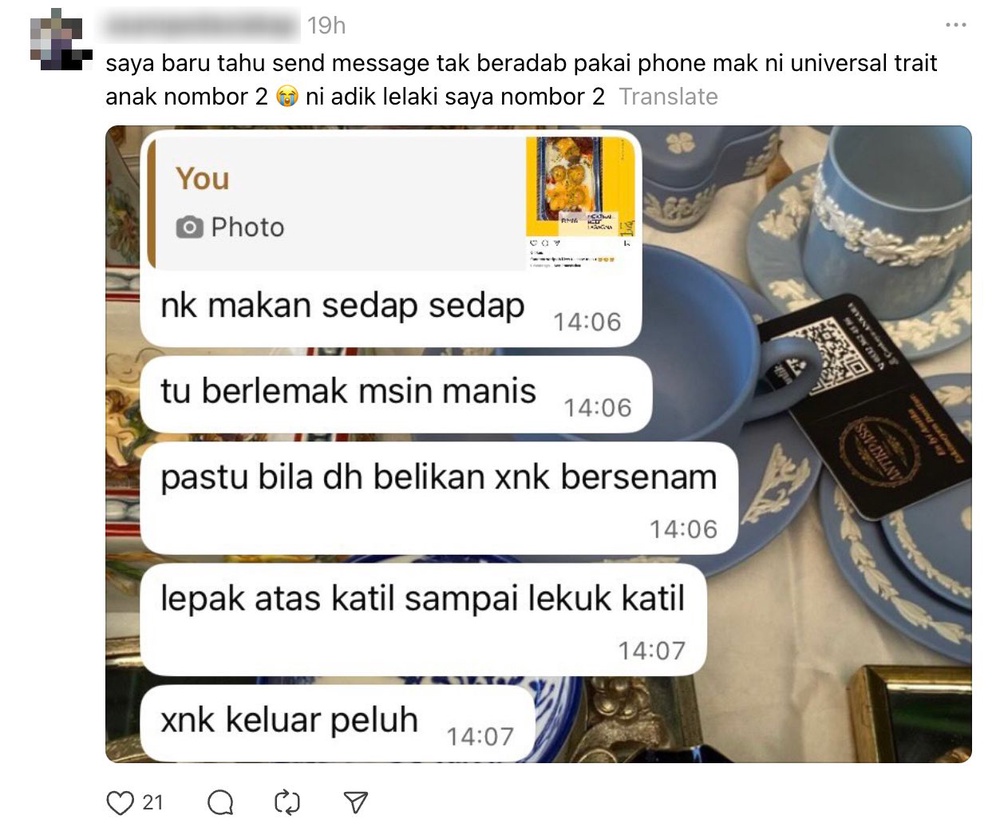 Image from: Kakak 'Menyamar' Jadi Mama, Sampai Berdebar Adik Baca Mesej